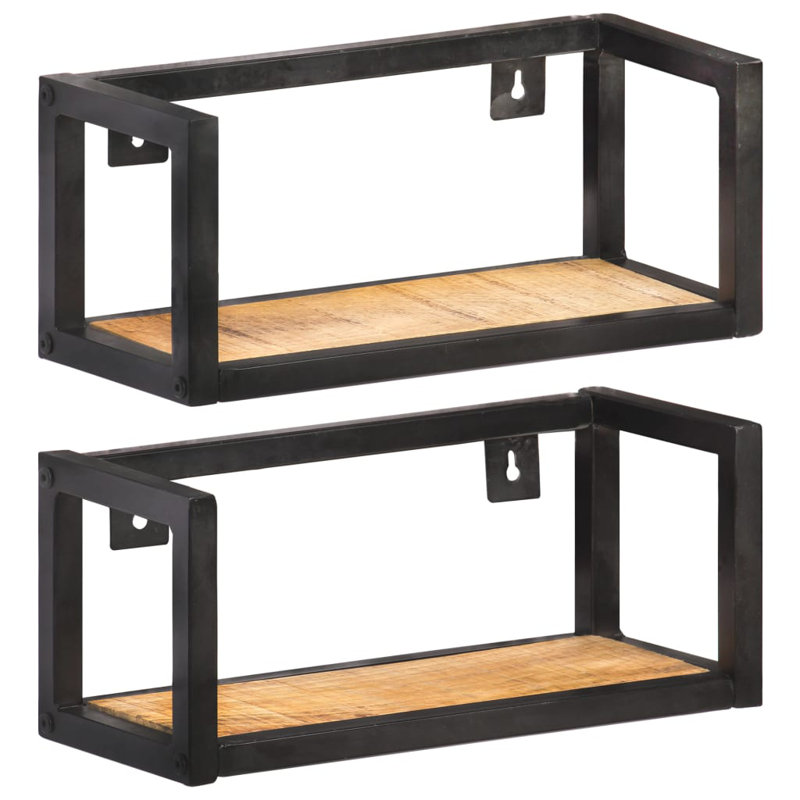 Tablette flottante en bois massif 2 pièces, 6.69" H x 15.75" W x 6.69" D, Brun