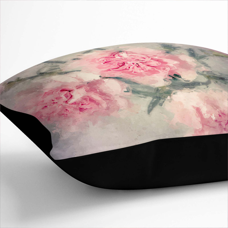 Floral Square Throw Cushion, 55cm H x 55cm W x 20cm D, Black