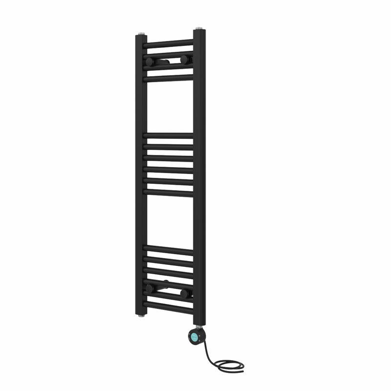 Arvonio Straight Towel Rail Heated Towel Rails, Black, 100cm H x 30cm W x 3cm D