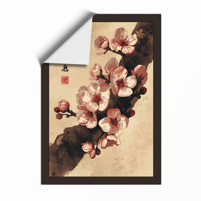 Spring Blossom Branch Japandi - Framed Print