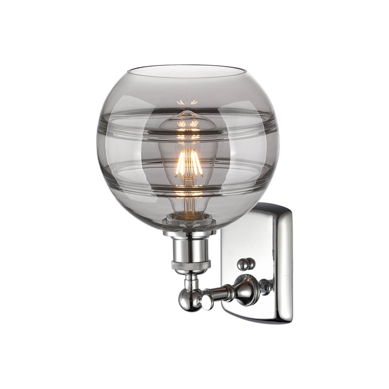 Applique murale 1 lumière Ballston Bienes, Gris fumée clair, H 10,88 po x l 8 po x P 8,13 po, Chrome poli