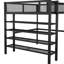 Lit mezzanine double en métal avec 4 tablettes de rangement. Créez une atmosphère de chambre à coucher sereine et un espace de travail à multiples facettes - construction solide, espace diversifié, look moderne-2086953042-2086953047