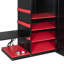 Lit mezzanine double en bois avec bureau, tablettes multiples, lumière USB et RVB, rouge-1722514260
