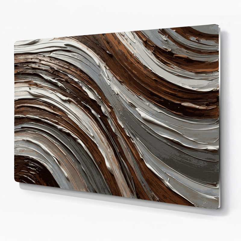Art mural horizontal en métal rayé horizontal gris clair et noir, H 12 po x l 18 po