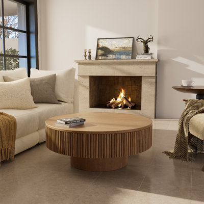 Table basse ronde 35 po fabriquée à la main en bois massif