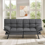 George Oliver  Upholstered Convertible Sofa With Adjustable Arms And Backs