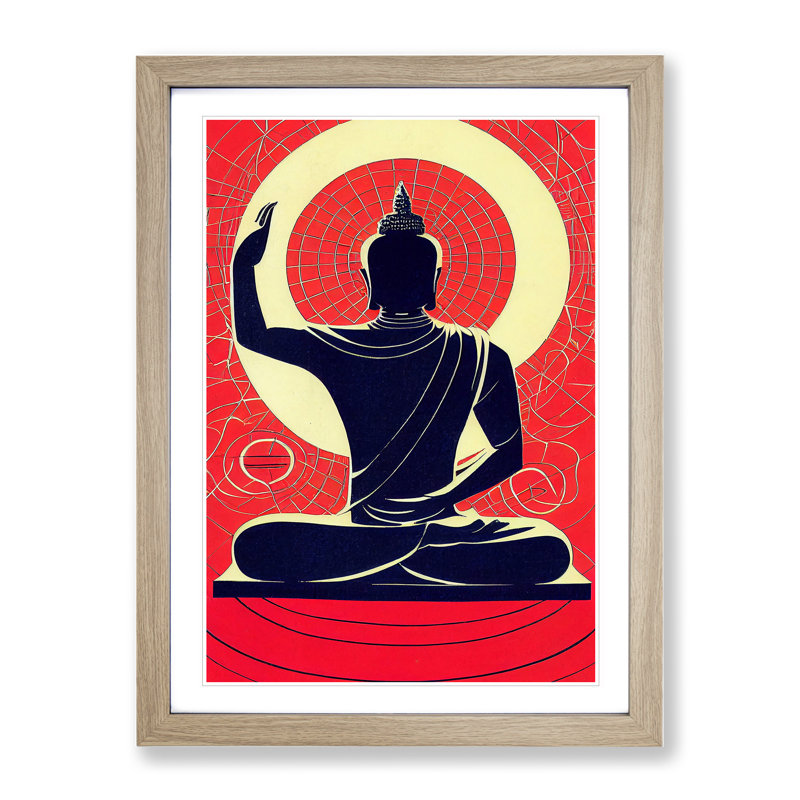 Artistic Buddha - Single Picture Frame Print, 34cm H x 25cm W x 2cm D, Oak Framed