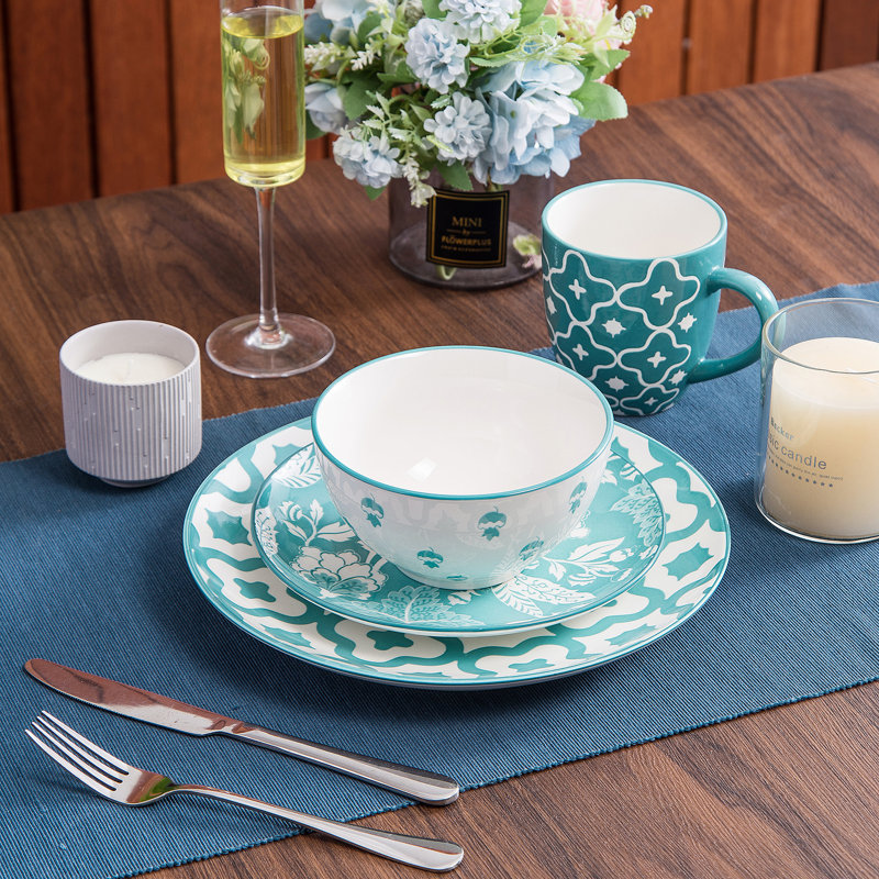 Dobie Handmade Ceramic Stoneware Dinnerware Set 4 Piece - Service for 4