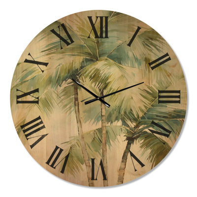 Minimalism Palm Trees I – Oversized Coastal Silent Wood Wall Clock