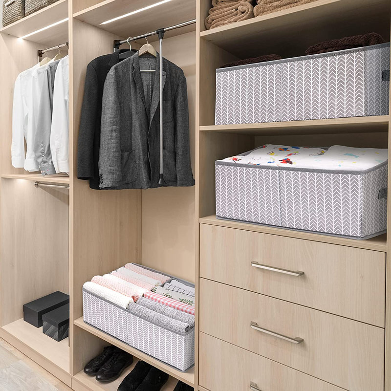 Tissu Cube ou bac en tissu, Gris / blanc