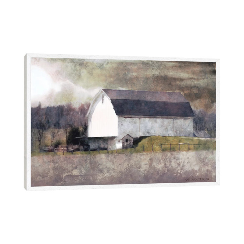 Rustic White Barn Scene I by Bluebird Barn - Wrapped Canvas Print, White Floater Framed, 66.04 cm H x 45.72 cm W