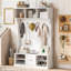 Hall Tree 57'' Wide with Bench and Shoe Storage-431905470