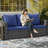 67.7" All-Weather Wicker 3-Seat Patio Sofa With Thick Blue Cushions & Black Frame-851713429