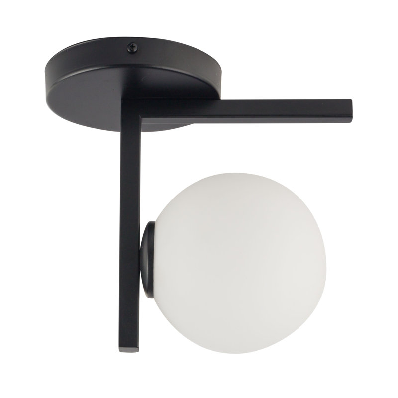 Glass Semi Flush Mount, Black