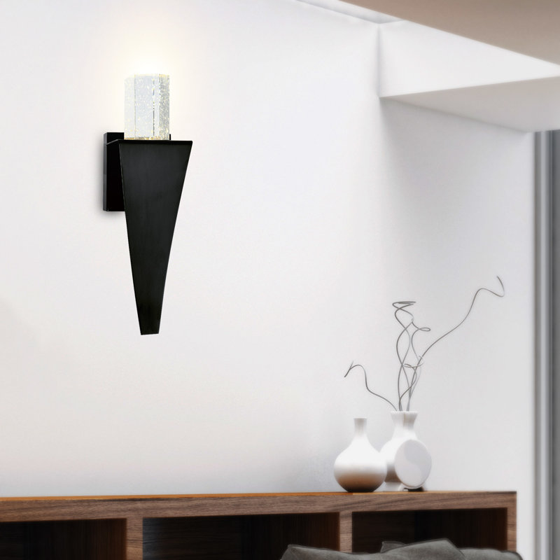 Modern LED Wall Sconce with Black Finish For Living Room, Bedroom, Hallway – Integrated LED, No Bulb Required, Black
