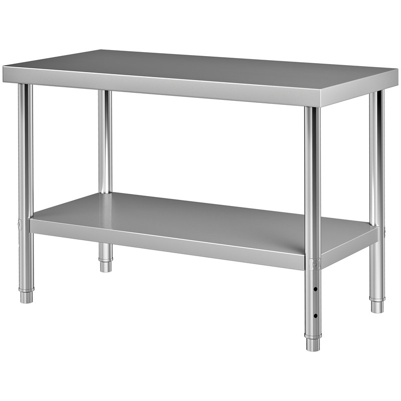 VEVOR 48" Stainless Steel Heavy Duty Work Table with Adjustable Shelf