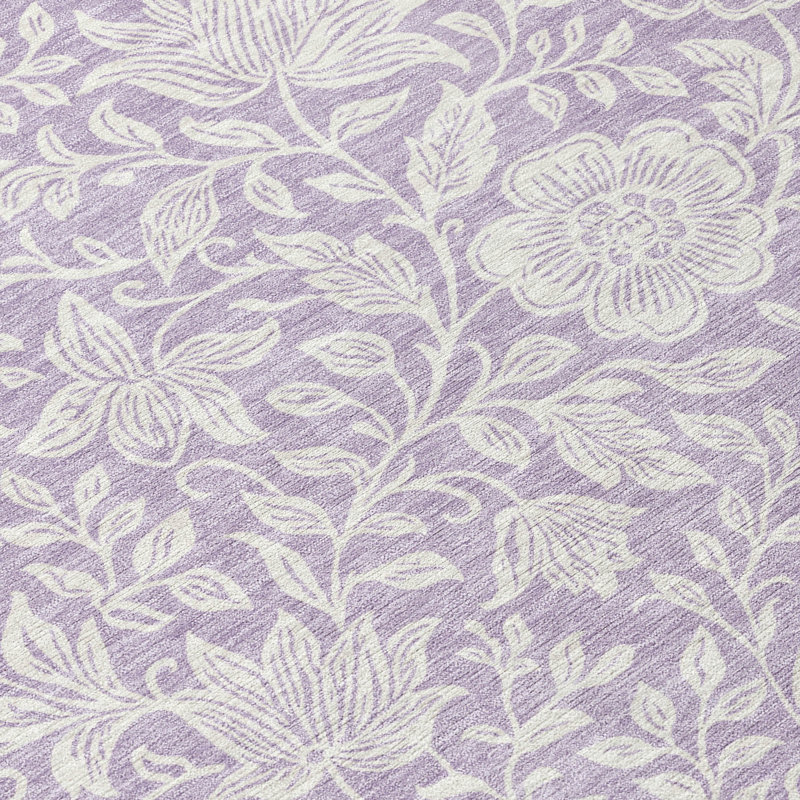 Machine Washable Indoor/Outdoor Chantille ACN2572 Floral Rug, 2'3" x 7'6" Runner, Lavender