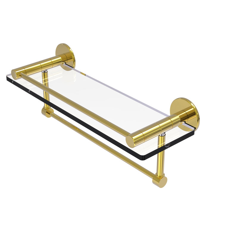 Ballenas Bracket Shelf with Towel Bar, Antique Brass