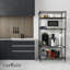 Étagère grillagée réglable à 5 niveaux CAPHAUS NSF avec roues, pieds de nivellement et doublure, 30 x 14 x 59 po, noir-108368764