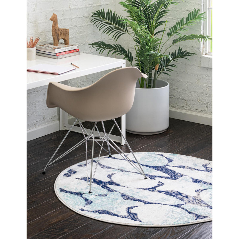 Ariel Geometric Polypropylene Plastic Rug, Round 7'