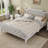 Antique White Solid Wood Bed With Fashionable Headboard, Queen, No Box Spring Headboard Frame, Required Design-941672438-941672439