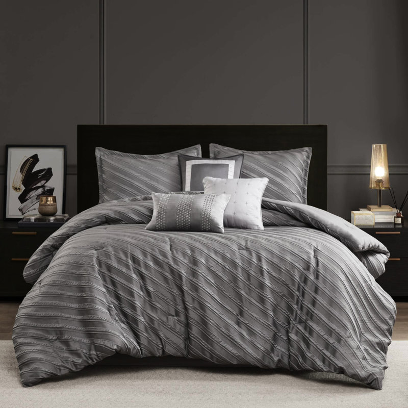 Édredon très grand 7 pièces gris, Très grand édredon + 6 pièces supplémentaires