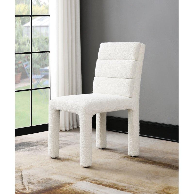 Beige Boucle Side Chair 2 - Foam Padding 18" Seat Depth, 32.3" Package Width, 220Lbs Max Load  2Pcs