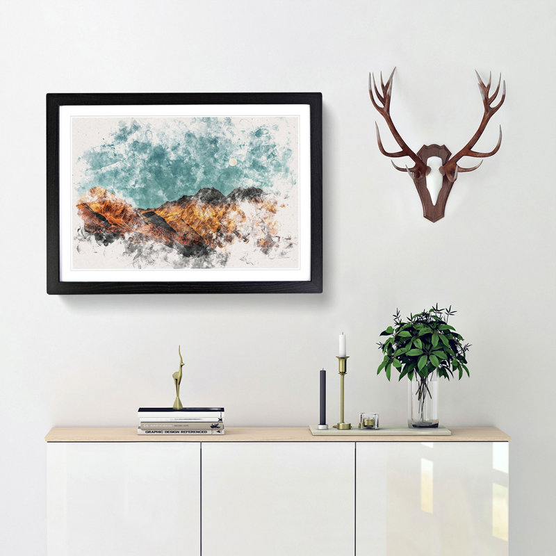 Moon over South Tyrol in Italy - Framed Print, 45cm H x 63cm W x 2cm D, Black Framed
