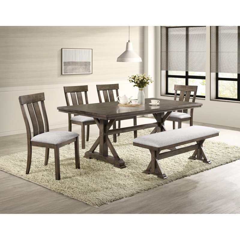 Banc contemporain rembourré brun pour salle à manger, design rustique, 53,4 po x 16 po 18,7 po, siège confortable avec assise de 18,7 po