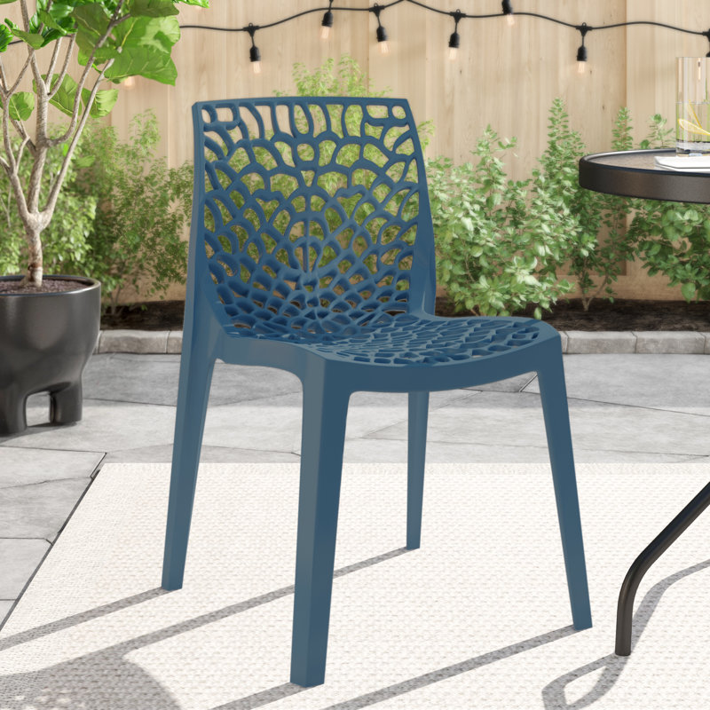 Stackable Outdoor Patio Dining Side Chair, Blue