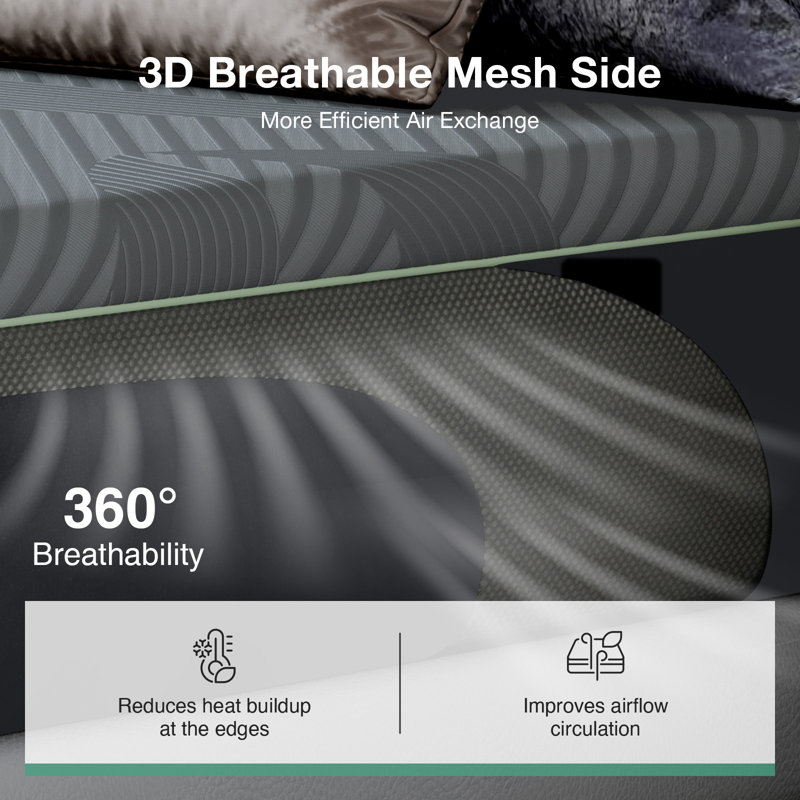 10 Inch Full Size Mattress, Medium AiryFlow™ Cooling Gel Memory Foam Mattress,Ice Silk Fabric,Green Tea-Infused, Full, 10"
