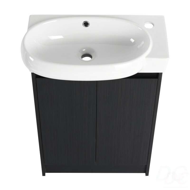 23" Freestanding Bathroom Vanity With Sink, Soft Close Doors, Black Chestnut