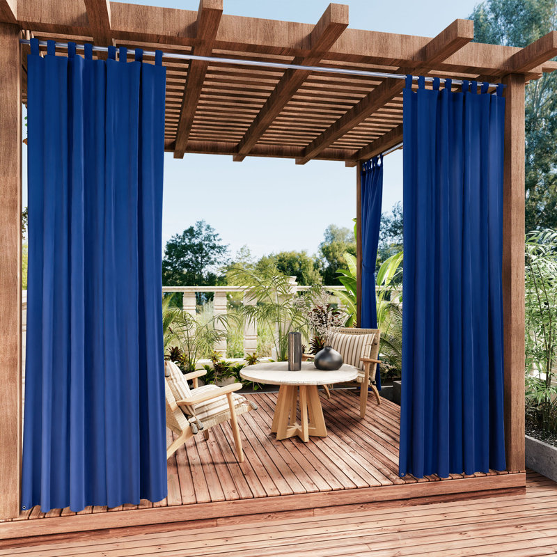 Panneau de rideau simple d'extérieur uni Antina, L 52 po x L 108 po, Bleu méditerranéen