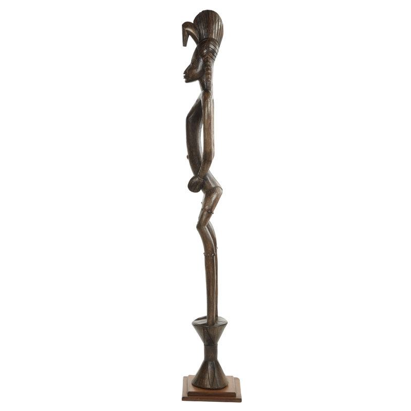Tall Hand-Carved Brown Baobab Wood Ancestral Senufo Statue