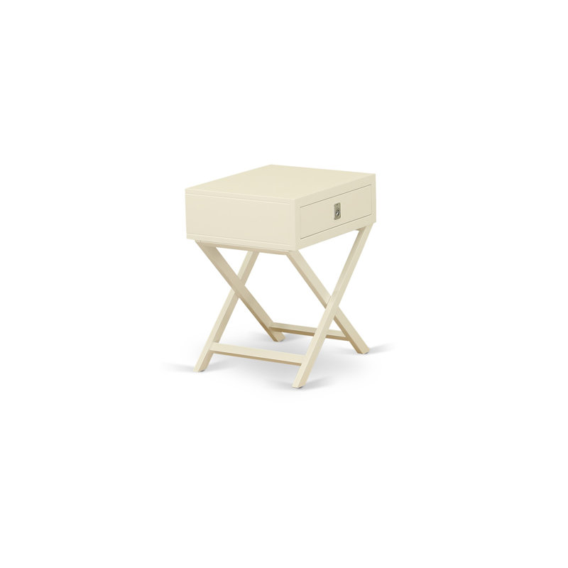 Hamilton Square Night Stand End Table With Drawer, White Finish, White