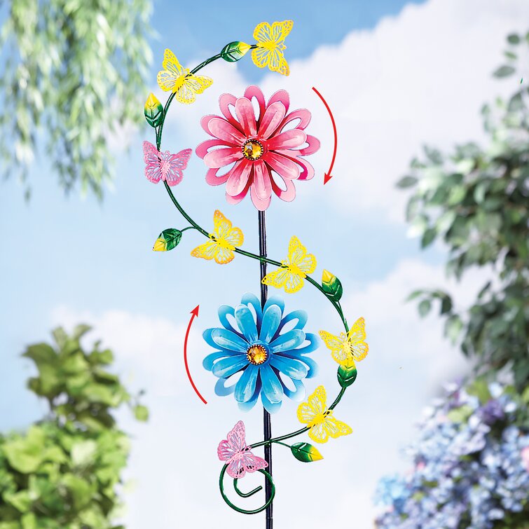 Arlmont & Co. Cyn Thermometer Petals Garden Stake