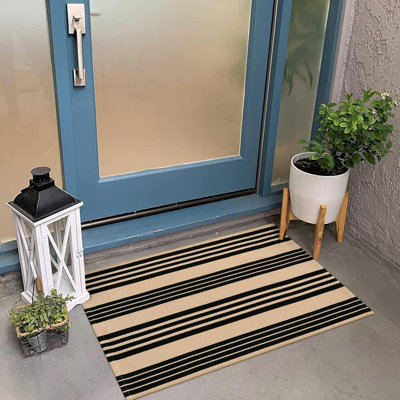 Outdoor Striped Layered Door Mat