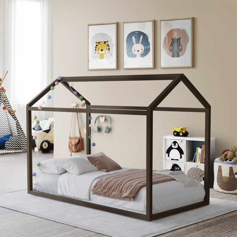 Zirke Twin Canopy Bed by Harper Orchard, Gray