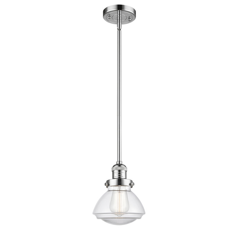 Luminaire suspendu simple à 1 lumière Chesterville, Ampoule non incluse, Transparent, Chrome poli