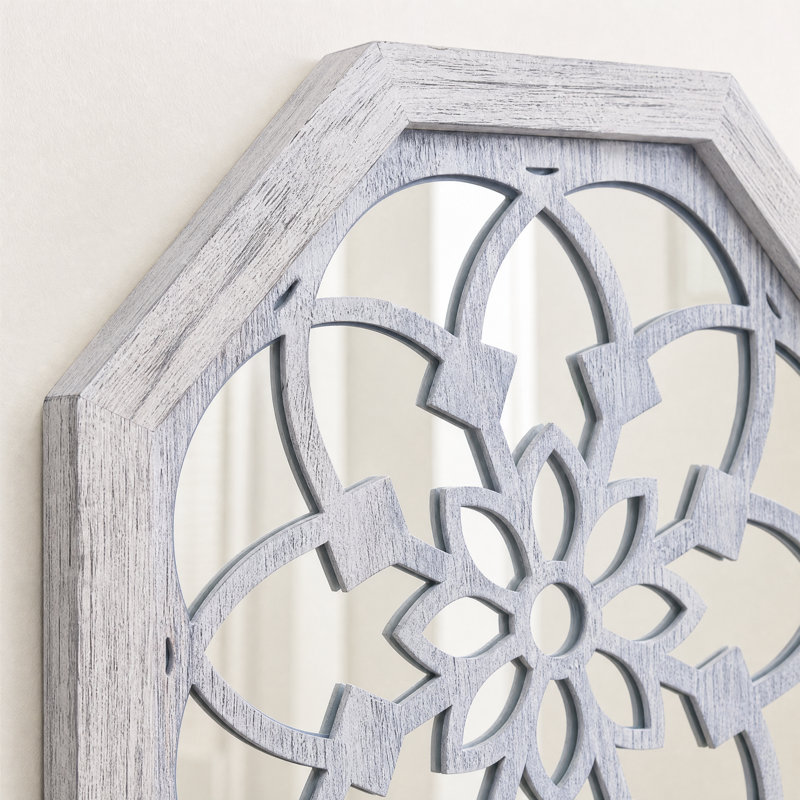 Ensemble de 2 miroirs décoratifs Caramel, Blanc rustique