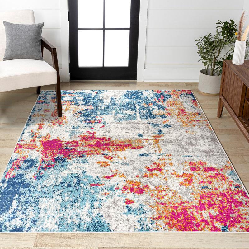 Sunset Modern Abstract Blue/Multi Rug, Rectangle 7'9" x 10'