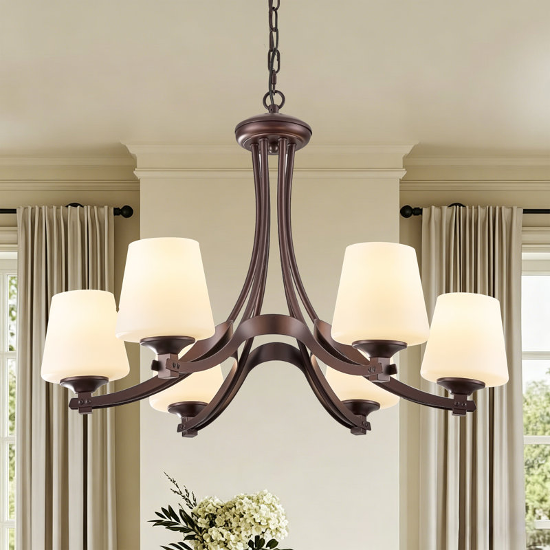 6 - Light Steel Dimmable Chandelier/ Traditional Chandelier, Oil Rubbed Bronze