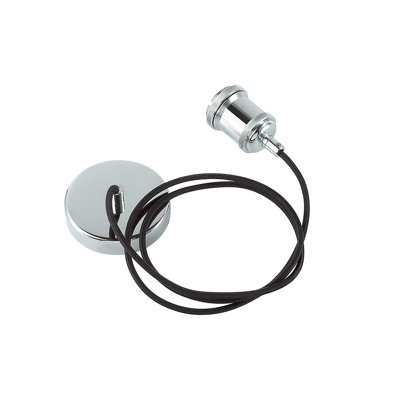 1.5M Suspension Kit 1 Light Polished Chrome/Black Braided Cable, E27 Max 60W, C/W Ceiling Bracket