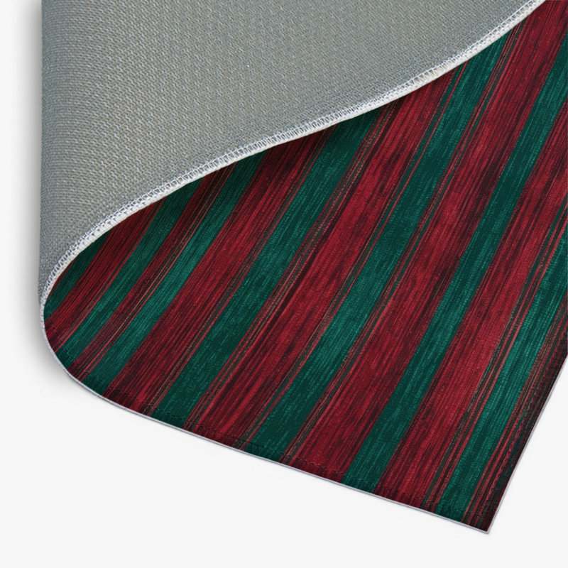 Tapis intérieur / extérieur vert HorizontalStripes, Rectangulaire 8 pi x 10 pi