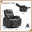 Fauteuil inclinable et pivotant à 360 ° avec massage à 8 points, inclinaison manuelle, appui-tête réglable, porte-gobelets et poches latérales-1506703468