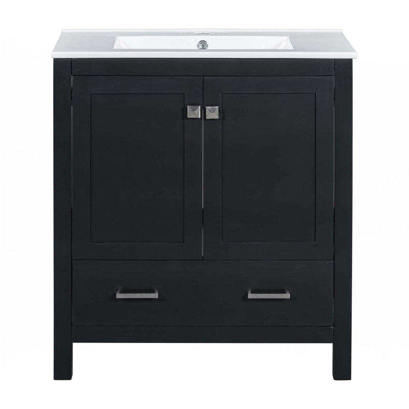 Meuble-lavabo 30 po avec lavabo simple, Noir