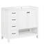 Meuble-lavabo de 36 po en blanc, bois massif et planches, armoire à deux portes, deux tiroirs, tablette ouverte, lavabo en céramique, eau, finition peinte, assemblage requis, autoportant, ensemble de 36 po blanc