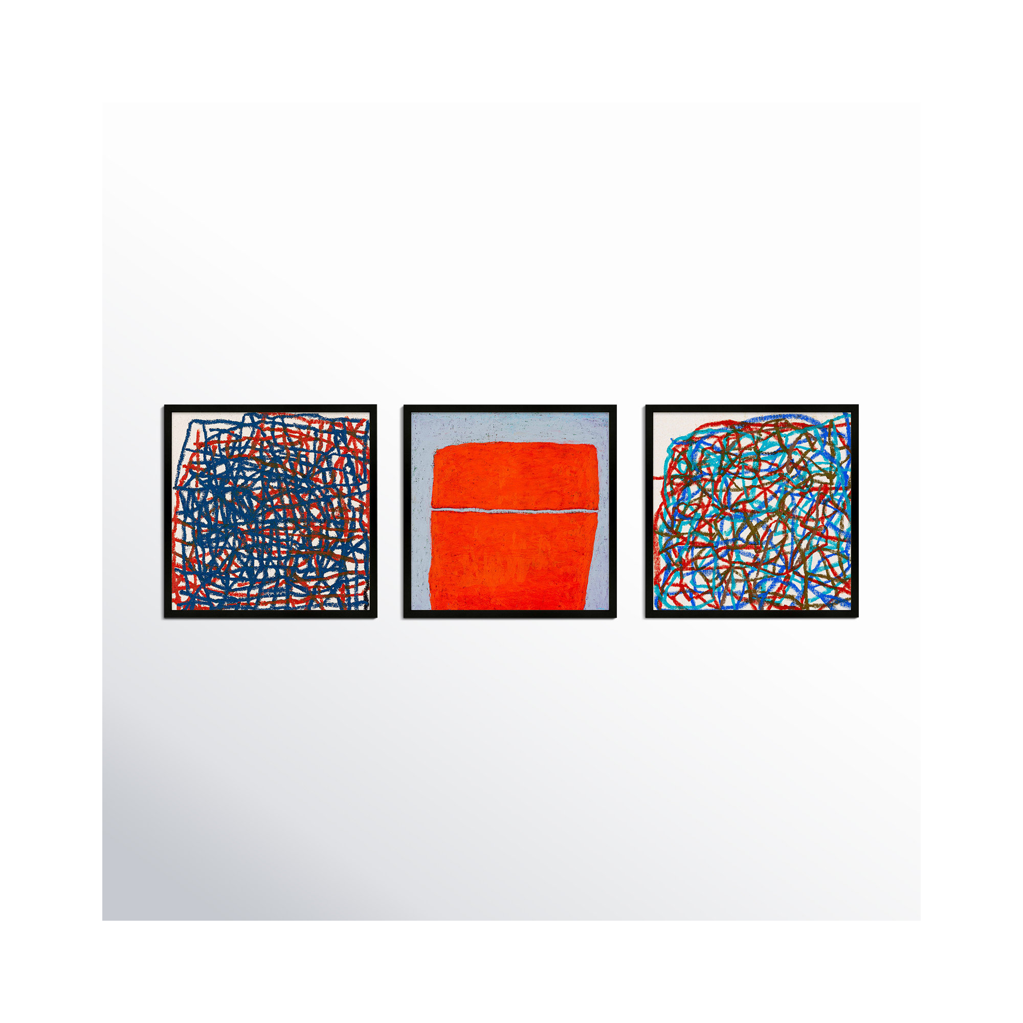 Tangerine. Set Of 3 by Stephanie Dennis, 16" H x 48" W  x 1.25" D, Black