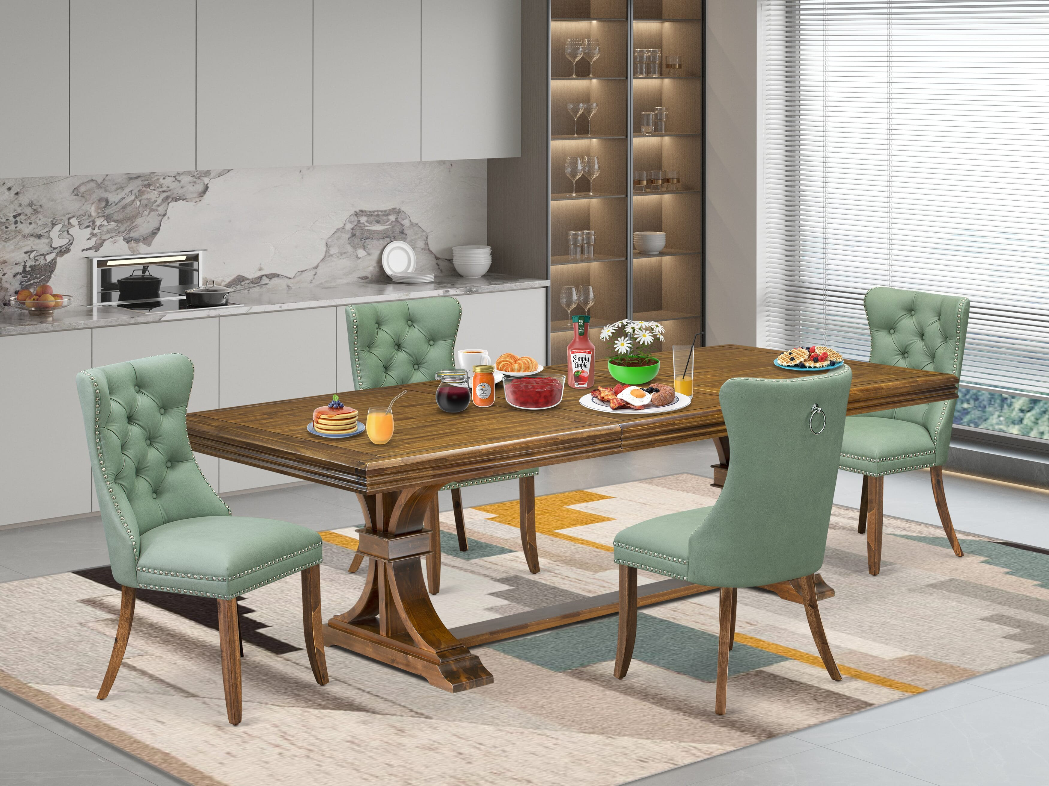 Red Barrel Studio 5 Pieces Modern Dining Table Set Contains a Rectangle ...