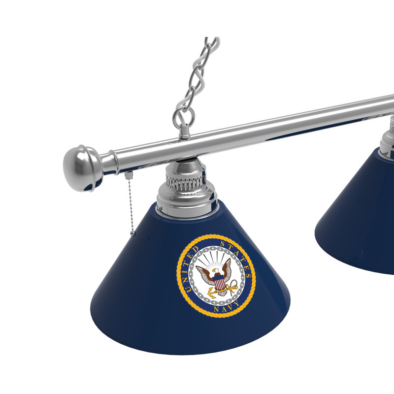 Luminaire suspendu linéaire pour table de billard 3 lumières US Armed Force, Chrome, U.S. Navy, U.S. Navy